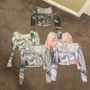 sheer lettuce trim tops